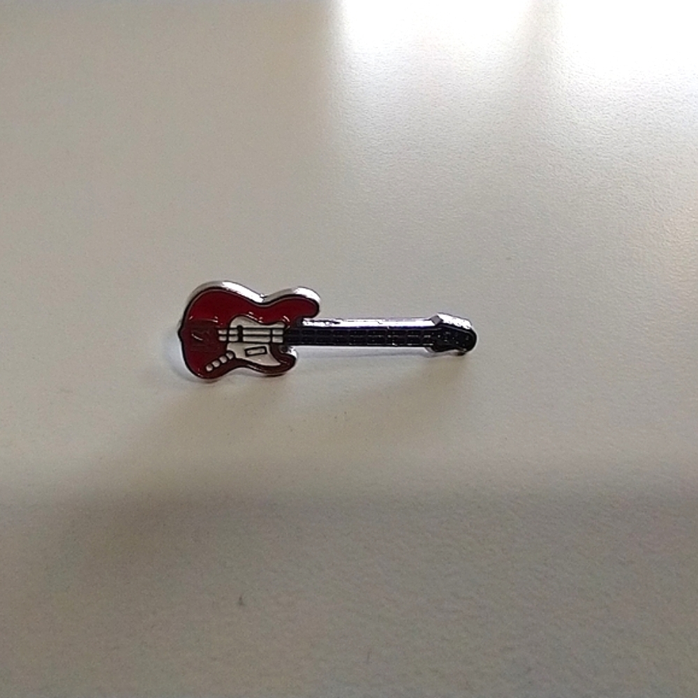 🧁 3/$30 Red Electric Guitar Enamel Pin NEW